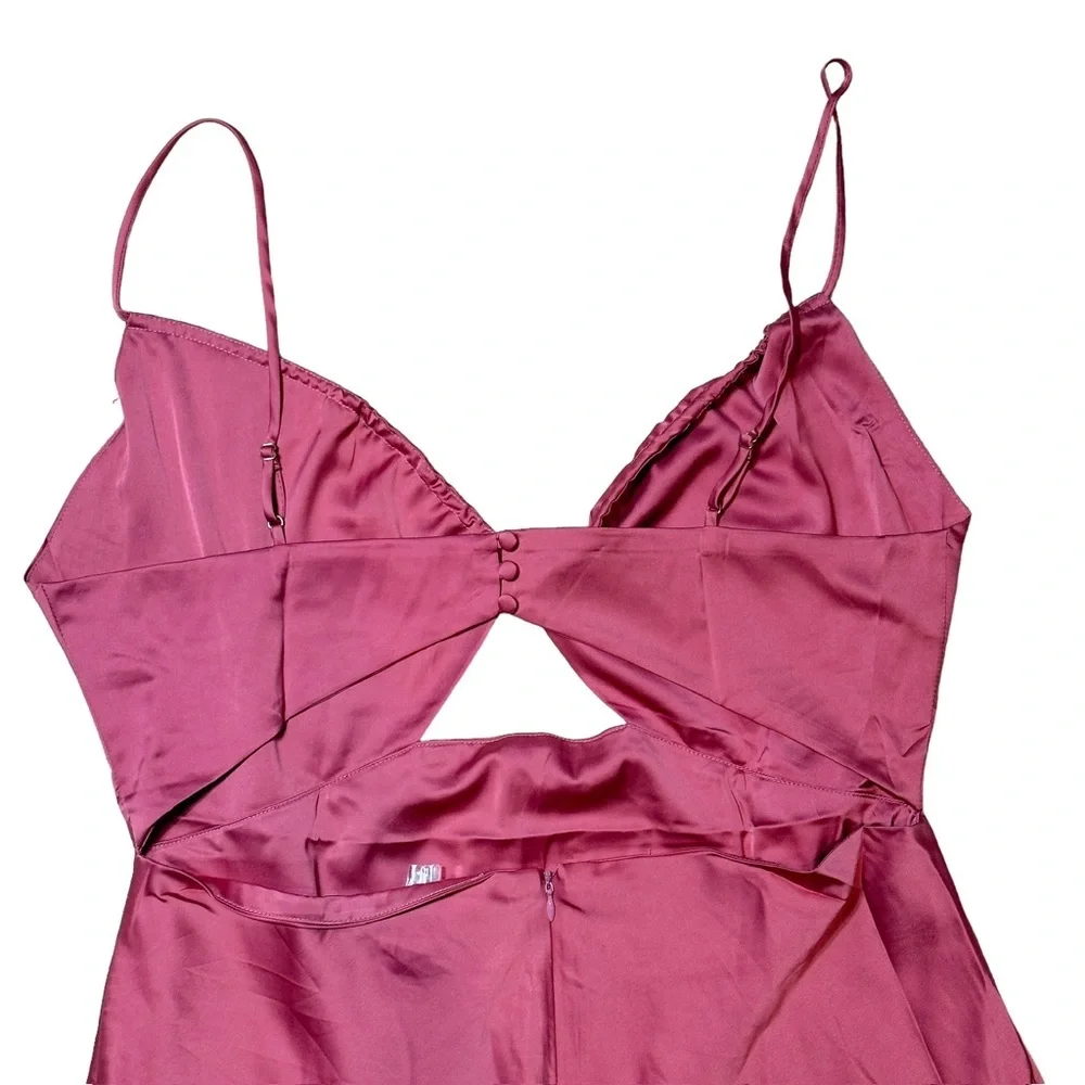 Petal + Pup Pink Poppy Cutout Midi Satin Dress US XL - Picture 7 of 9